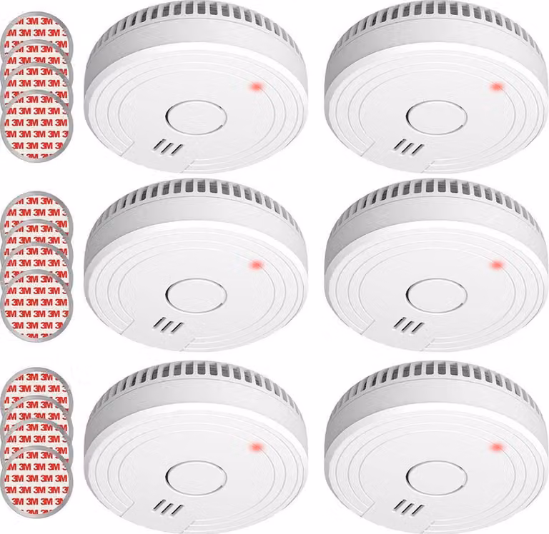 set di 6 rivelatori di fumo FS1805M ELRO DIN 14604 con batteria e supporto magnetico