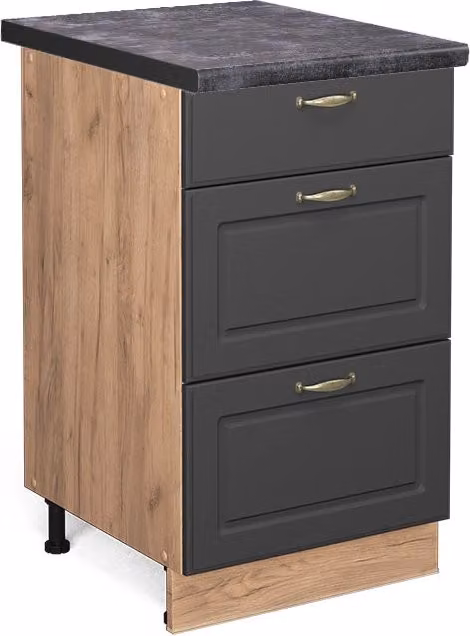 Mobiletto base per cucina Fame-Line Antracite-oro/Rovere dorato 50 cm, PL Antracite Vicco