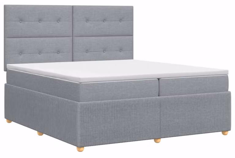 Letto a molle con materasso grigio chiaro 200 x 200 cm in tessuto