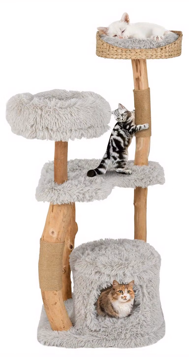 Albero per gatti - Torre per gatti - Casa per gatti - Struttura per gatti - Mobile per gatti - Legno - 124 cm di altezza
