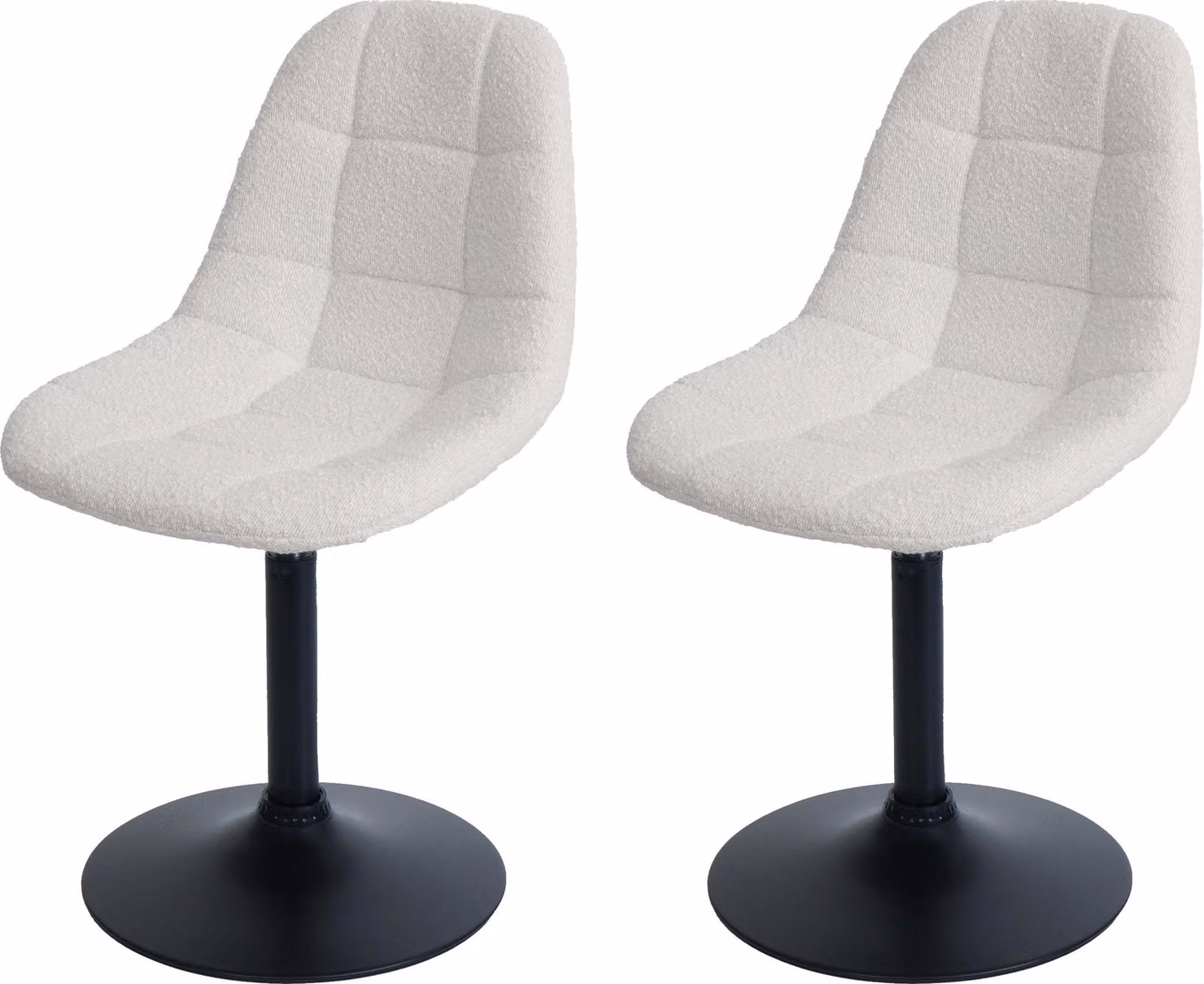 Set di 2 sedie da sala da pranzo | A x L x P 83 x 47 x 43 cm | Altezza seduta 47 cm | Acciaio Tessuto/bouclé | Crema | Sedia da cucina Sedia girevole