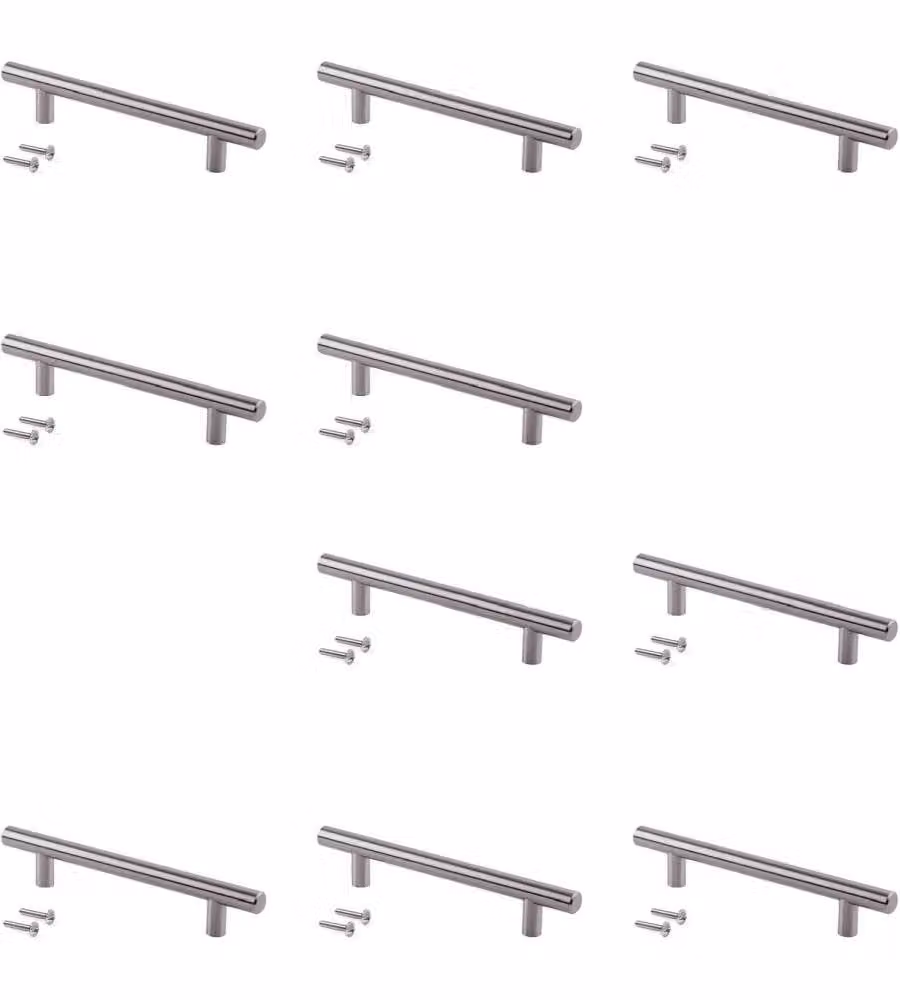 Lotto 10 Maniglie per Mobili Nichel Satinato L136mm Interasse 96mm