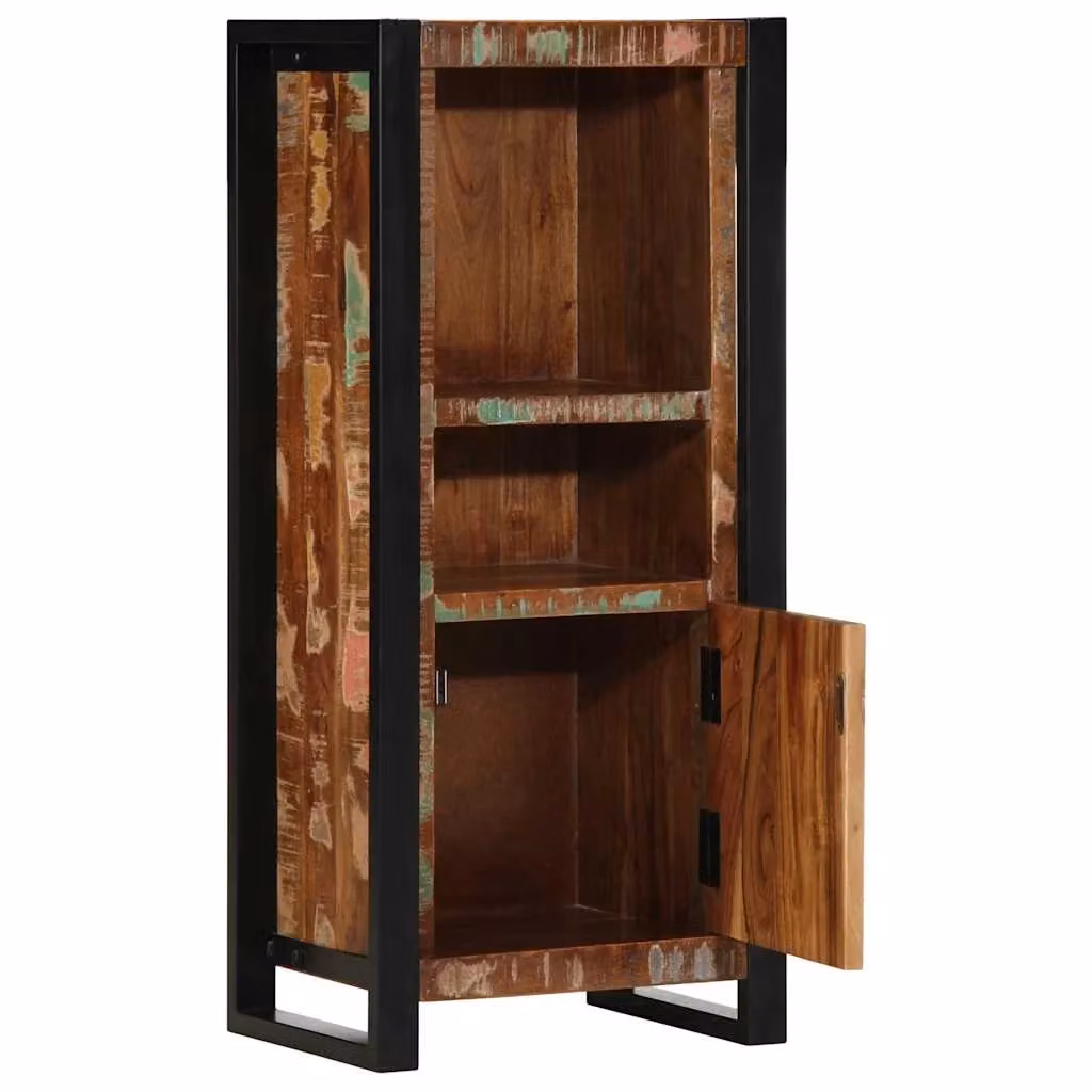 Mobiletto da bagno in legno massello di recupero marrone con design industriale e ante a battente L/P/H: 40 x 30 x 90 cm – 2