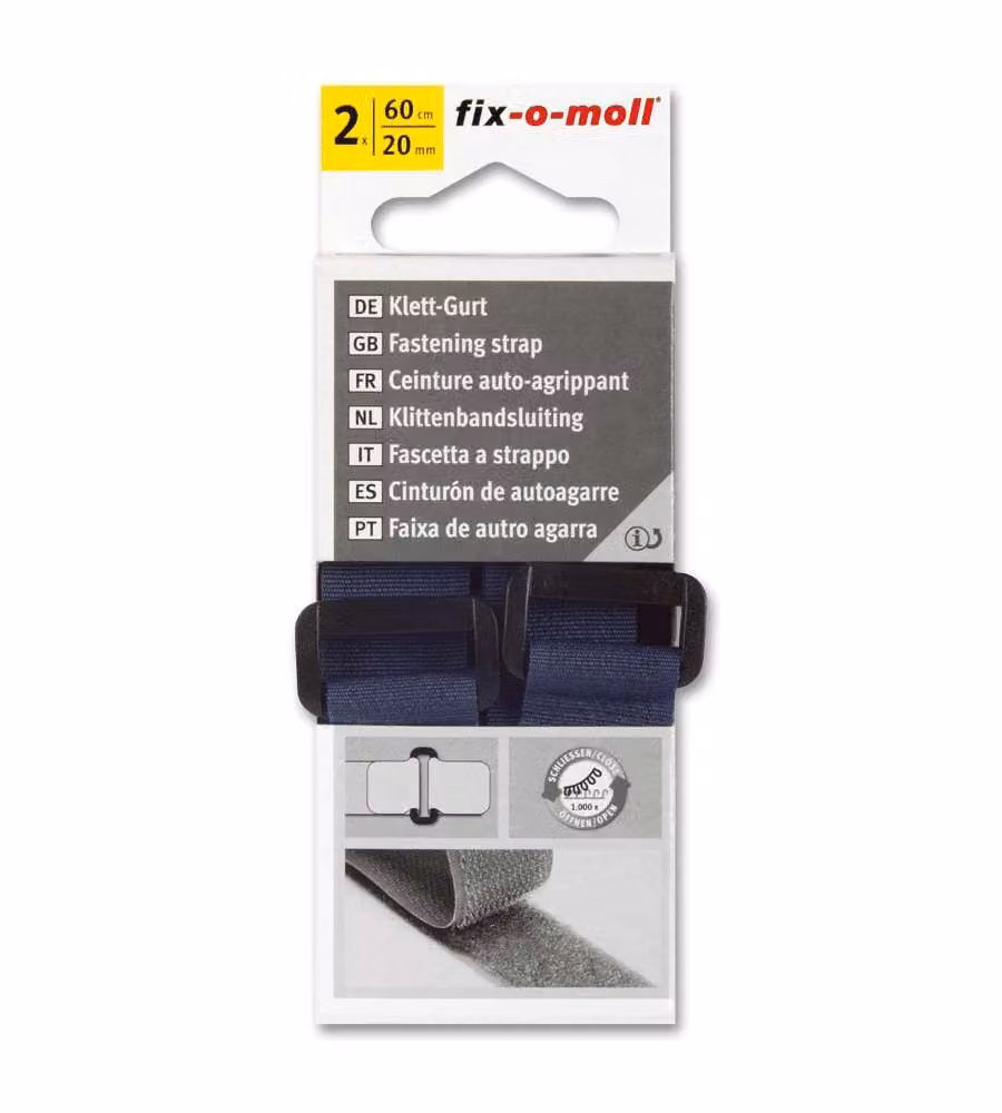 Cinghie elastiche blu 60 cm x 20 mm set da 2 con chiusura a strappo