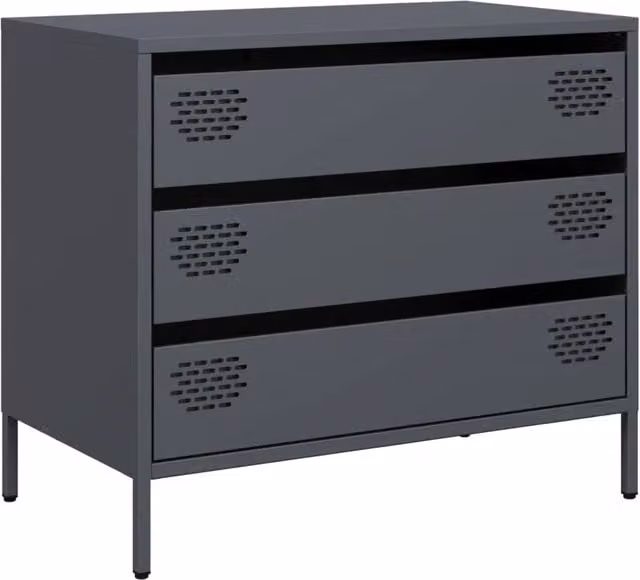 Credenza Buffet Antracite in Acciaio Laminato a Freddo L: 68 cm, P: 39 cm, H: 58,5 cm