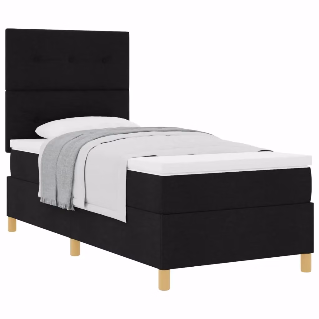 Letto a molle con testiera vidaXL in tessuto nero L 90 cm x P 200 cm – 2