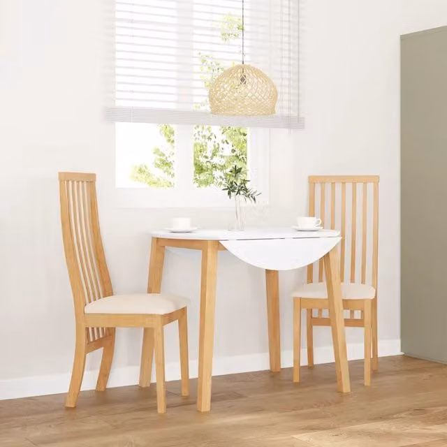 Set di 2 sedie da pranzo moderne vidaXL in legno di Hevea con cuscini beige