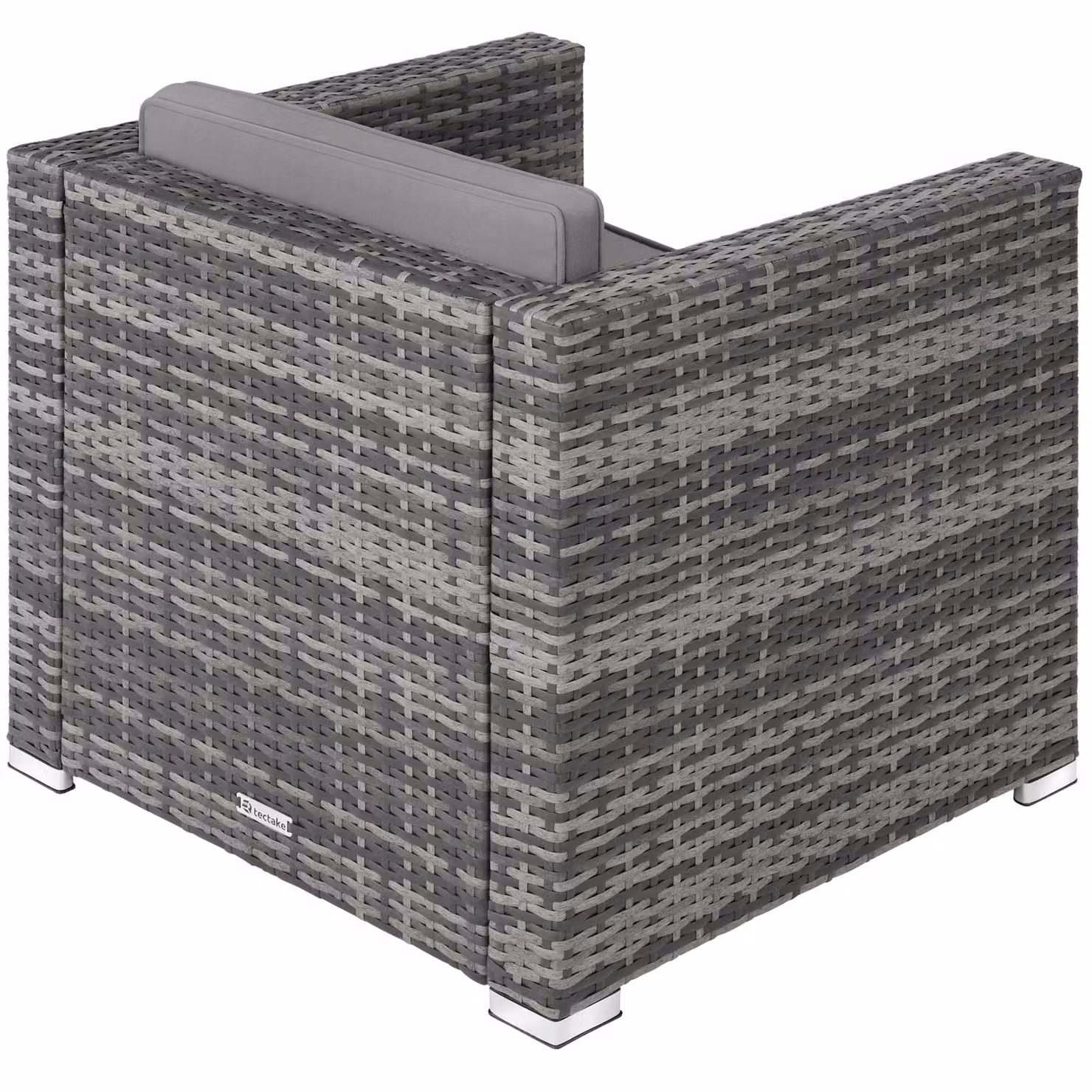 Poltrona moderna in rattan e metallo Tectake grigio per giardino, balcone o terrazzo, L 70,0 cm x P 69,0 cm x H 65,0 cm