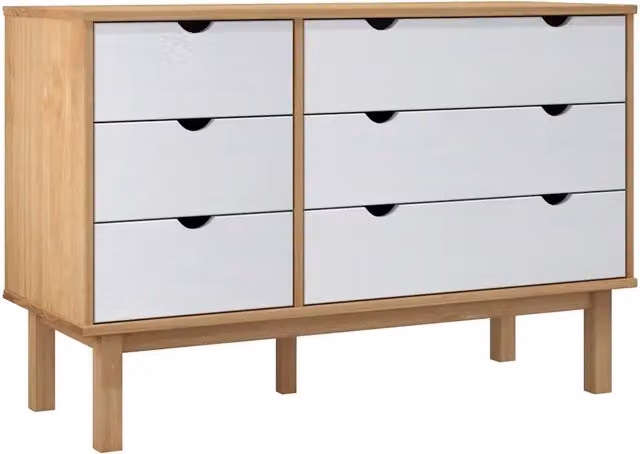 Cassettiera OTTA Marrone e Bianco 111x43x73,5 cm Legno di Pino CFW4777091