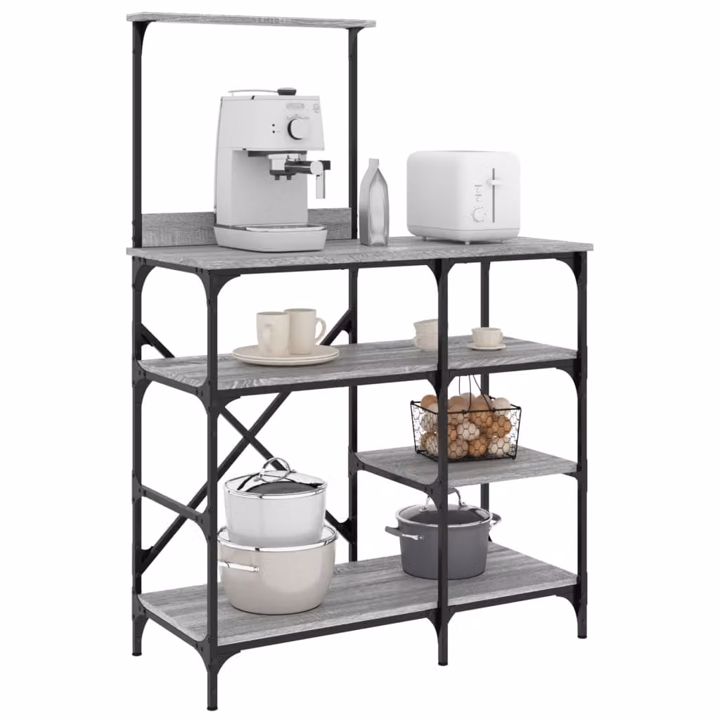 Mobile Cucina vidaXL Grigio con Struttura in Metallo e Legno, L 90 x P 40 x H 132 cm