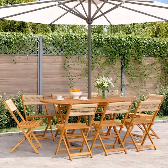 Set di 8 sedie pieghevoli da giardino vidaXL in legno di acacia beige
