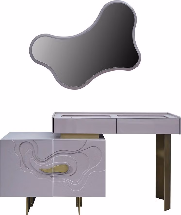 Schminktische Konsole Set Kommode mit Spiegel Schlafzimmer Rosa Holz