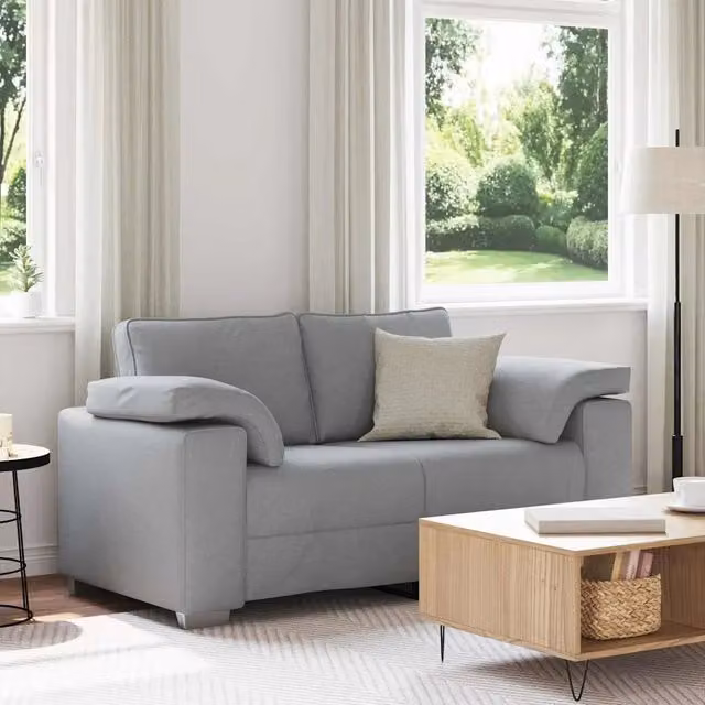 Divano a due posti moderno vidaXL in tessuto grigio con larghezza: 160 cm – 1