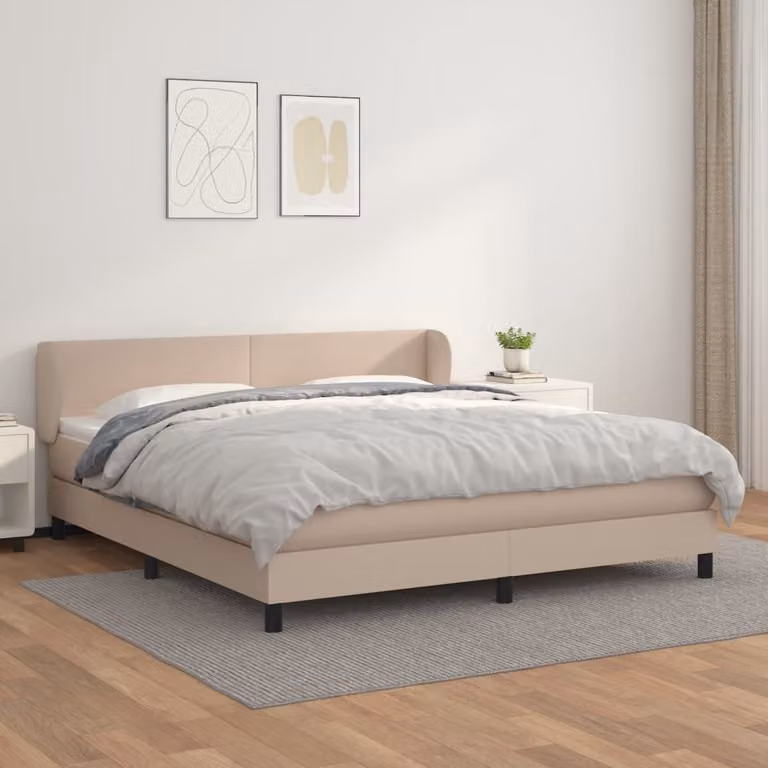 Maison Exclusive - Giroletto a Molle con Materasso Cappuccino 160x200cm Pelle finta