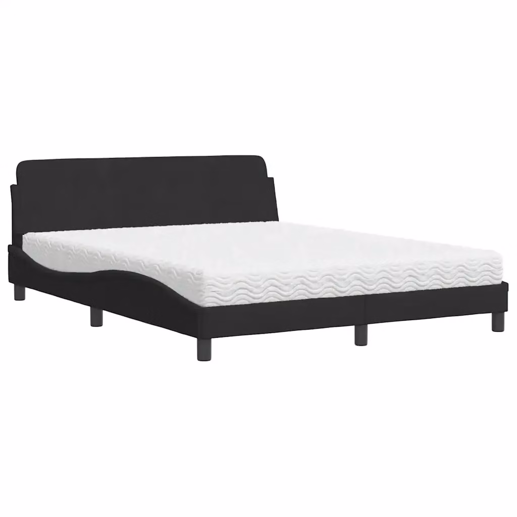 Letto moderno vidaXL con materasso in schiuma e cassetti, rivestimento in velluto nero, L/P/H: 160 x 200 cm – 2