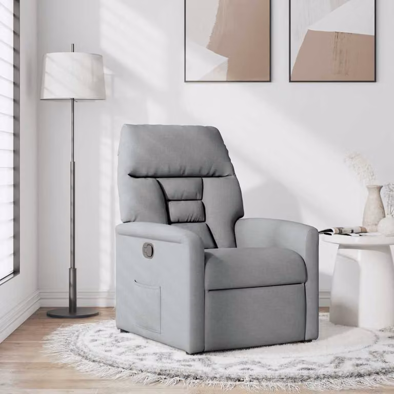 vidaXL Poltrona Reclinabile in Tessuto Grigio Chiaro