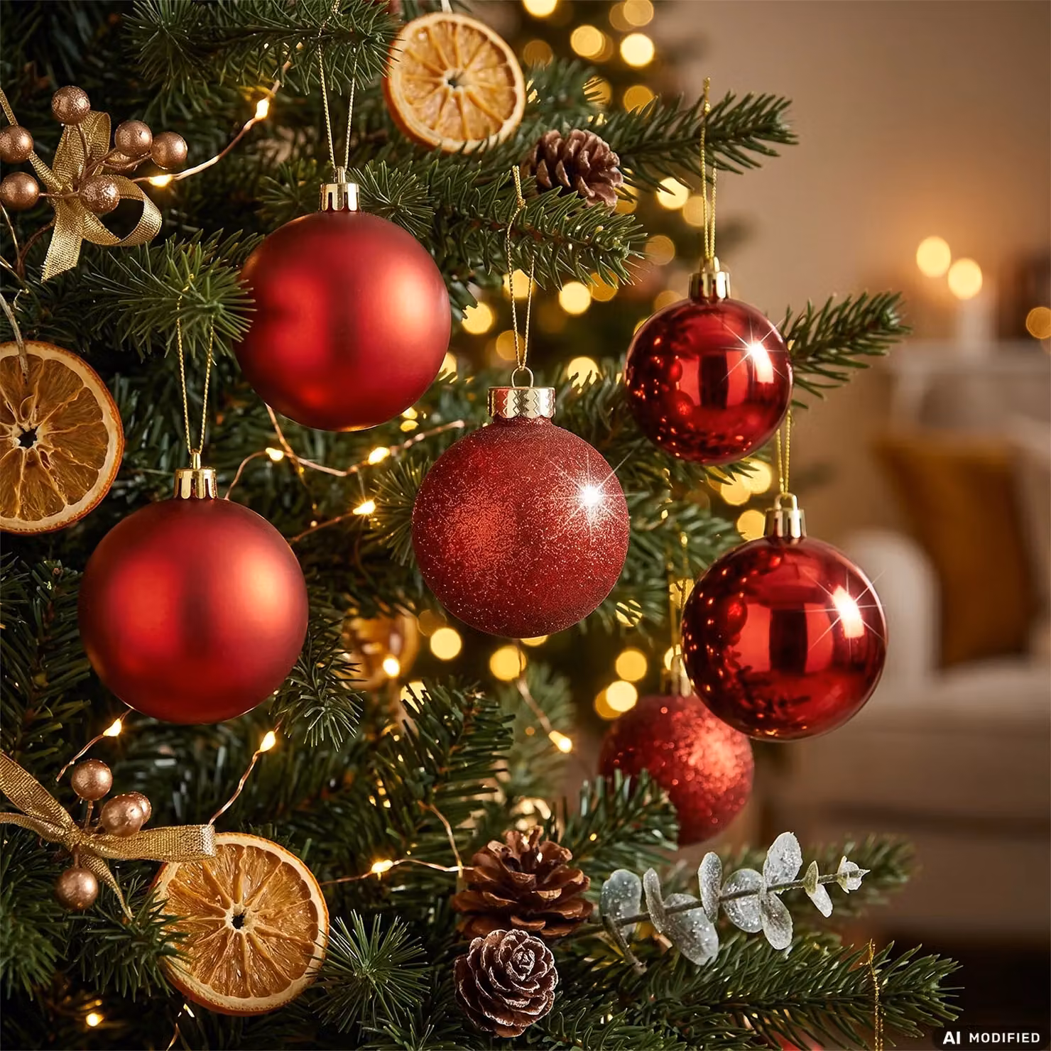 Set di 25 palline di Natale rosse VESTIAMO CASA, decorazioni rotonde in plastica con diametro: 6 cm – 1