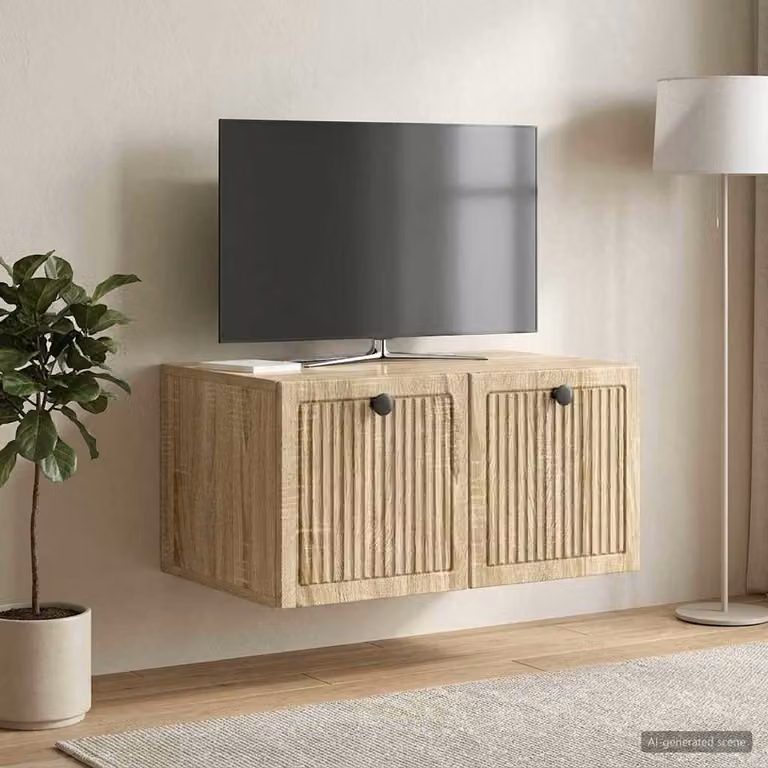 vidaXL Mobile Porta TV da Muro Moderno in Rovere Sonoma, Marrone, L: 59,5 cm, P: 41 cm, H: 30 cm