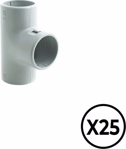 Giunto a T di ispezione in pvc ø 20 mm, grigio, 25 pezzi