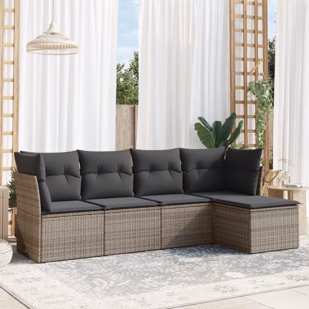 Maison Exclusive - Set divani da giardino 5 pezzi con cuscini grigio polyrattan