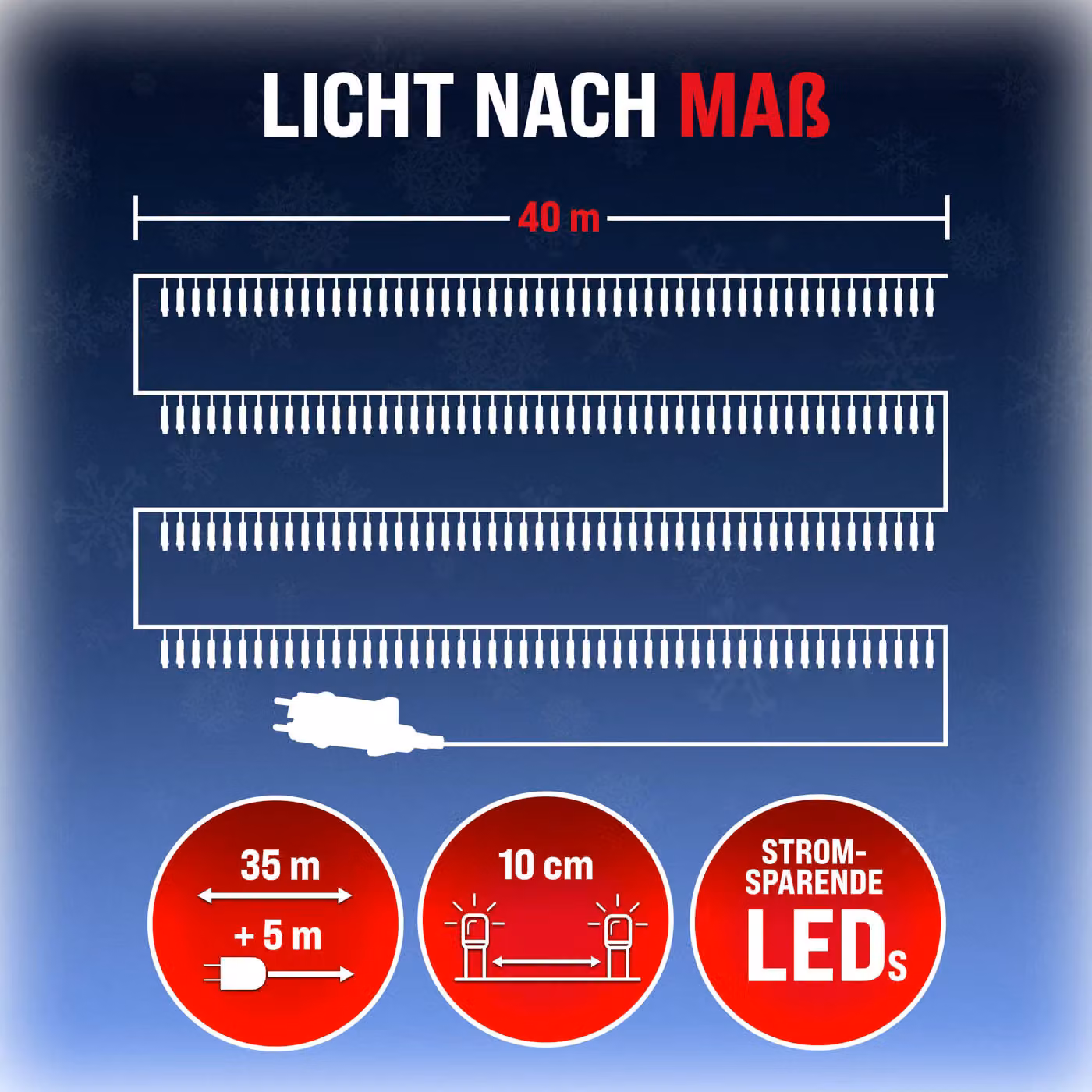 Catena di luci natalizie Monzana con 400 LED bianco caldo, lunghezza 40m, con telecomando e timer, protezione IP44 – 2