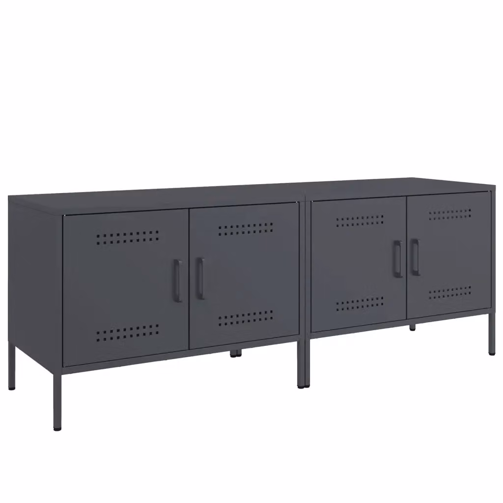 Set di 2 mobili TV industrial vidaXL in acciaio color antracite L: 68 cm, P: 39 cm, H: 50,5 cm – 2