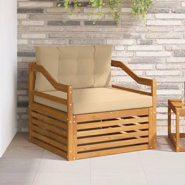 Divano da esterno moderno vidaXL in legno di acacia con cuscini beige