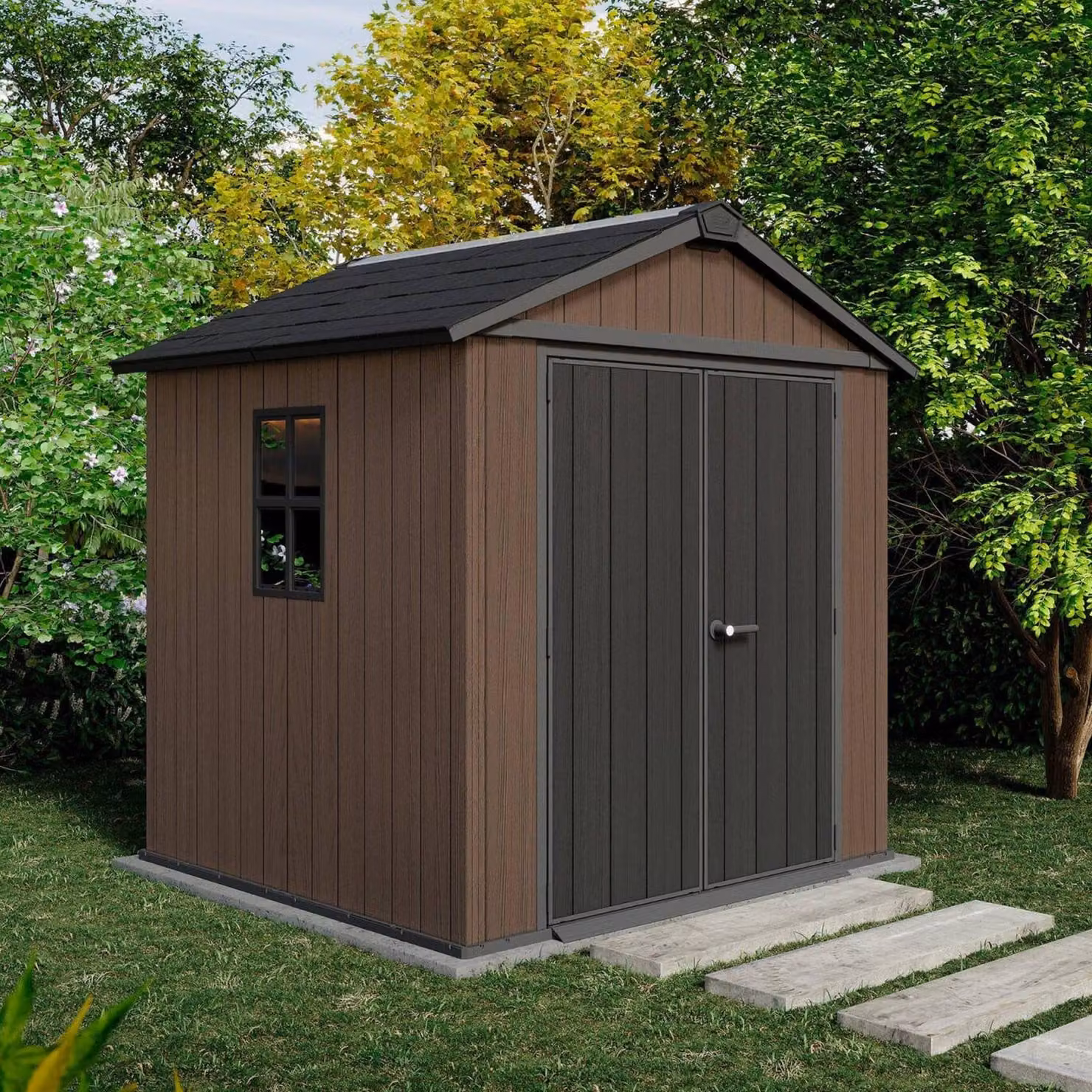 Dmora Casetta da Giardino Kincardine 223.8x230x246h cm Marrone, Resistente Agli Agenti Atmosferici Presenza Finestre