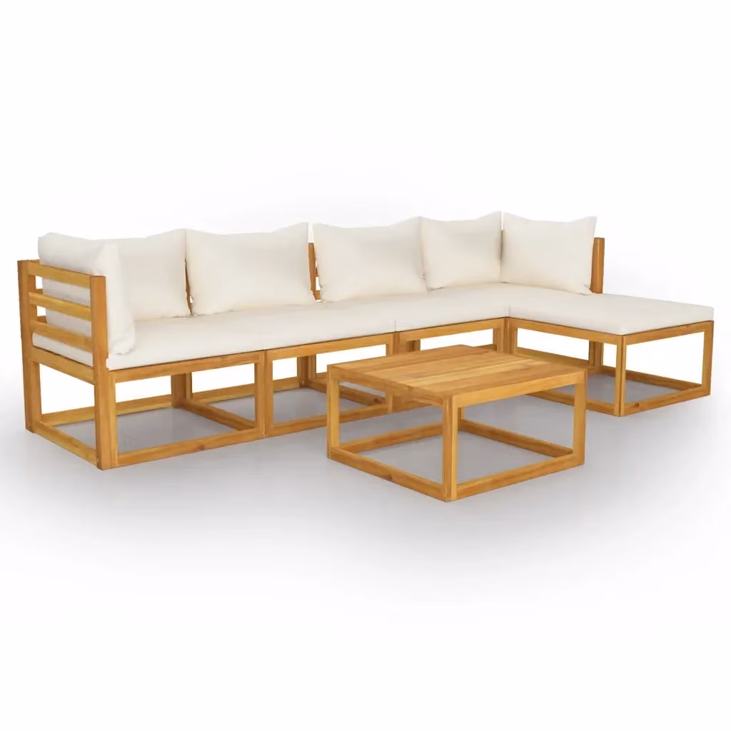 Set di divani da giardino vidaXL in legno di acacia con cuscini beige, 6 pezzi – 2