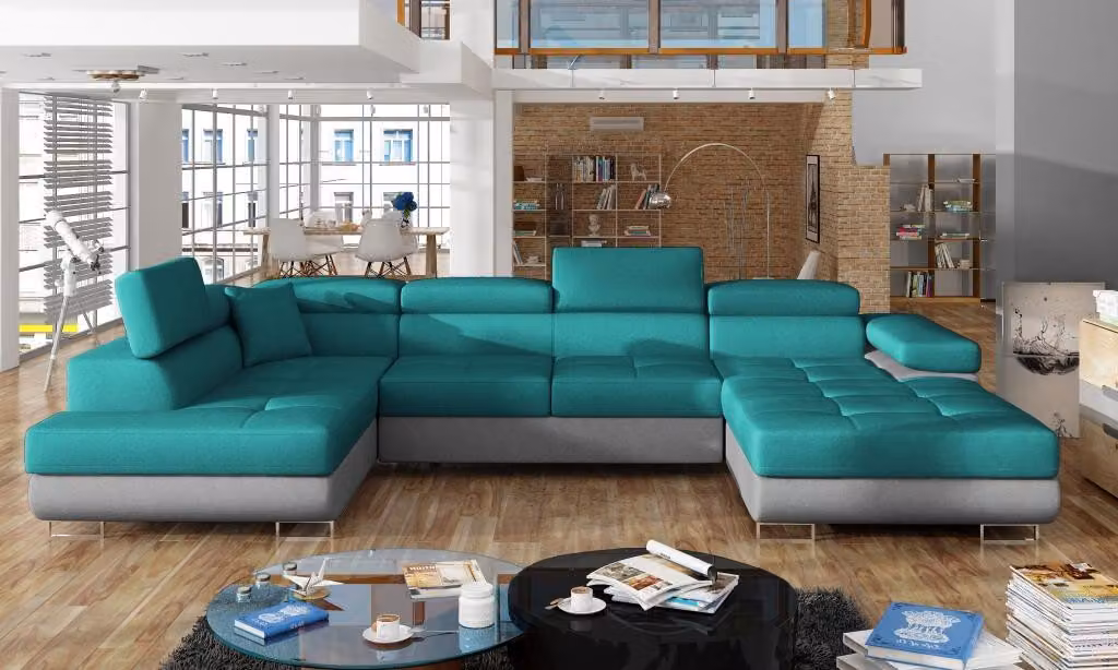Stoff U-Form Couch Wohnlandschaft Ecksofa Garnitur Design Modern Sofa Modern