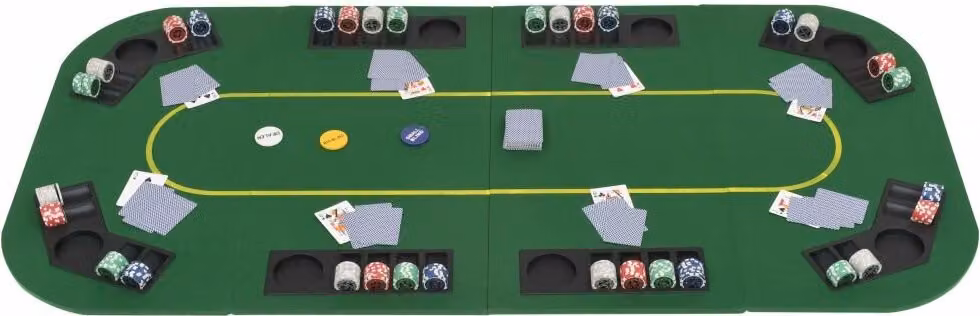 tavolo da poker pieghevole a 8 giocatori Top 4 disposizioni rettangolare verde