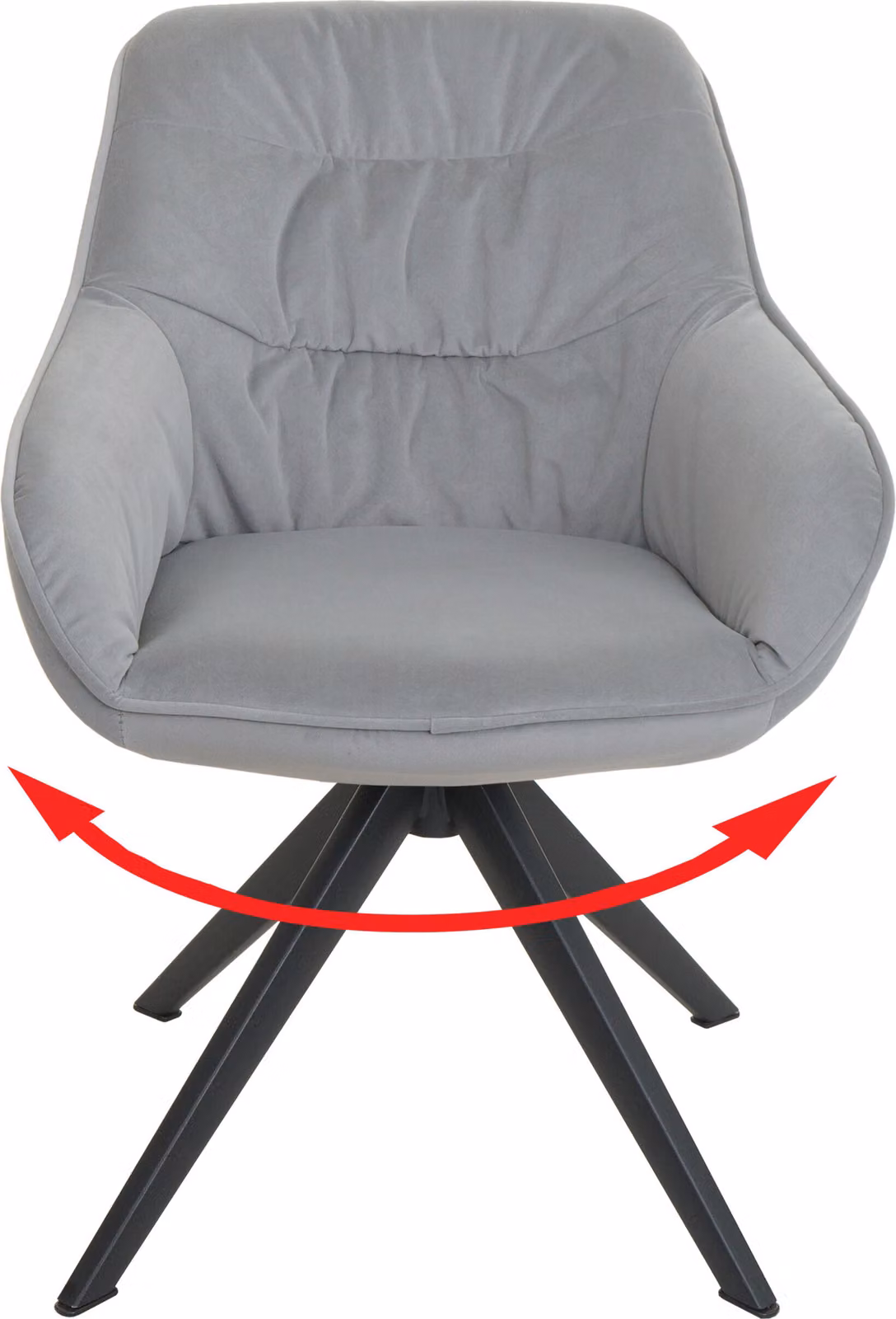 Sedia da pranzo HWC-K28, sedia da cucina sedia imbottita sedia con braccioli, girevole, metallo ~ tessuto/tessuto grigio chiaro