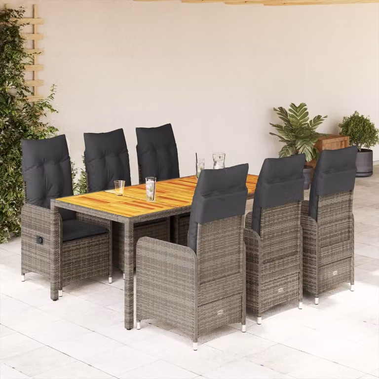 Maison Exclusive - Set da giardino bistrot 7 pezzi con cuscini grigio in polyrattan