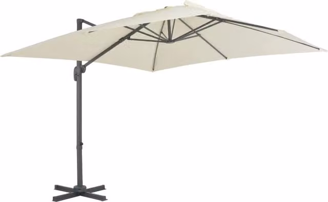 Ombrellone da giardino a sbalzo in alluminio e poliestere colore sabbia L: 300 cm, P: 300 cm, H: 258 cm