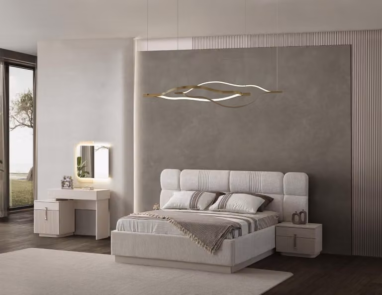 Elegantes Schlafzimmermöbel-Set mit Bett Nachttischen und Schminktisch stilvoll