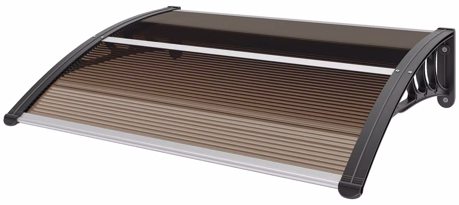 Tettoia Outsunny per porta d'ingresso 75 x 100 cm tettoia in policarbonato marrone