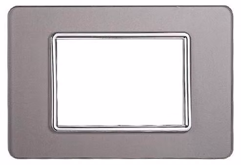 Placca compatibile Vimar Plana 3 moduli vetro colore argento Ettroit EV84306