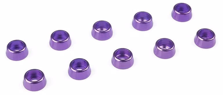 Rondella in alluminio G-Force per viti della testata del cilindro M2.5, diametro esterno (AD) 7mm, colore viola, confezione da 10 pezzi / GF-0406-022