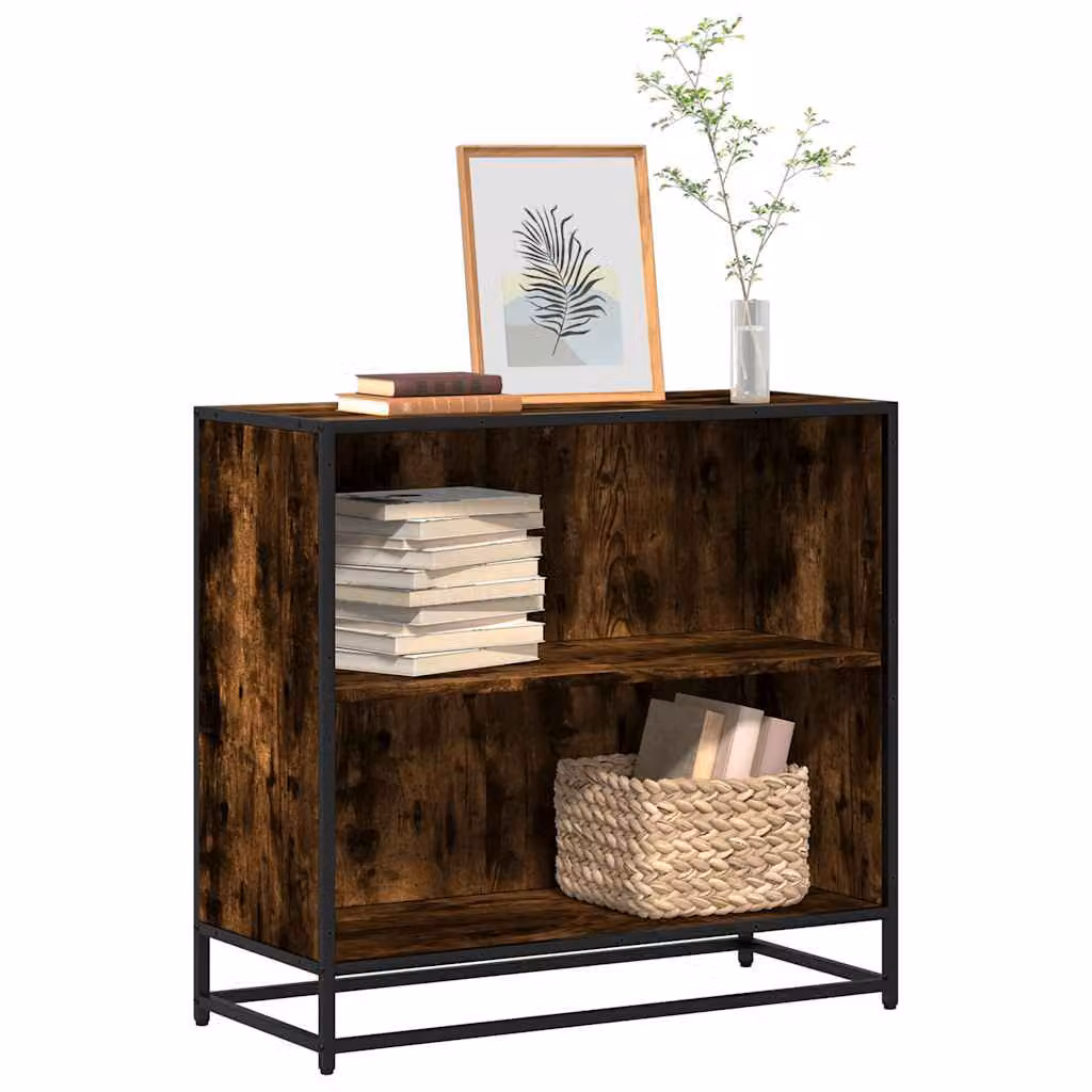 Libreria in stile industriale vidaXL in legno e metallo, colore marrone, L 80,5 cm x P 35 cm x H 76 cm