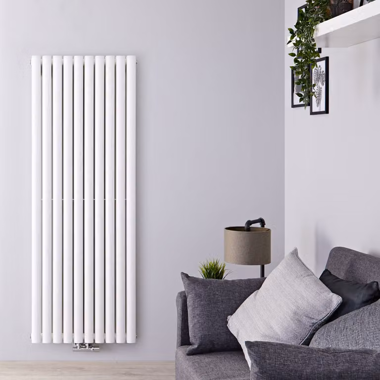 Radiatore Verticale Bianco di Design con Attacchi Centrali - 1530W - 1600 x 590mm - Revive Caldae