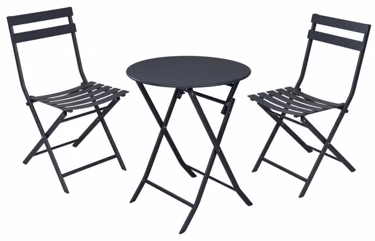 Set da giardino composto da tavolo e 2 sedie, grigio