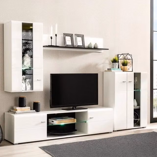 Parete Attrezzata Modulabile per Soggiorno DMORA Ozzero Bianco Opaco L: 264 cm, P: 41.5 cm, H: 182 cm – 1