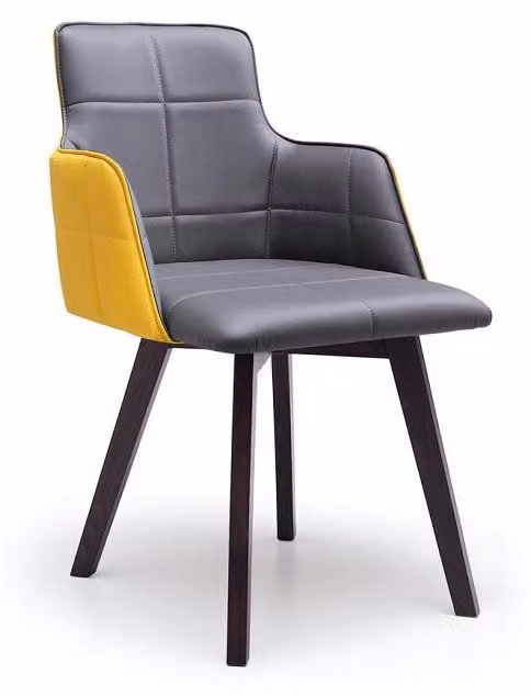 Grau-Gelber Lederstuhl Designer Esszimmerstühle Edle Sitzstühle