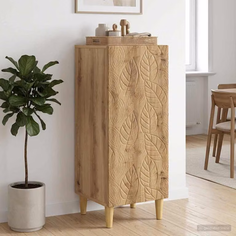 Credenza moderna in rovere vidaXL, colore marrone, L 33 cm x P 34,5 cm x H 90 cm