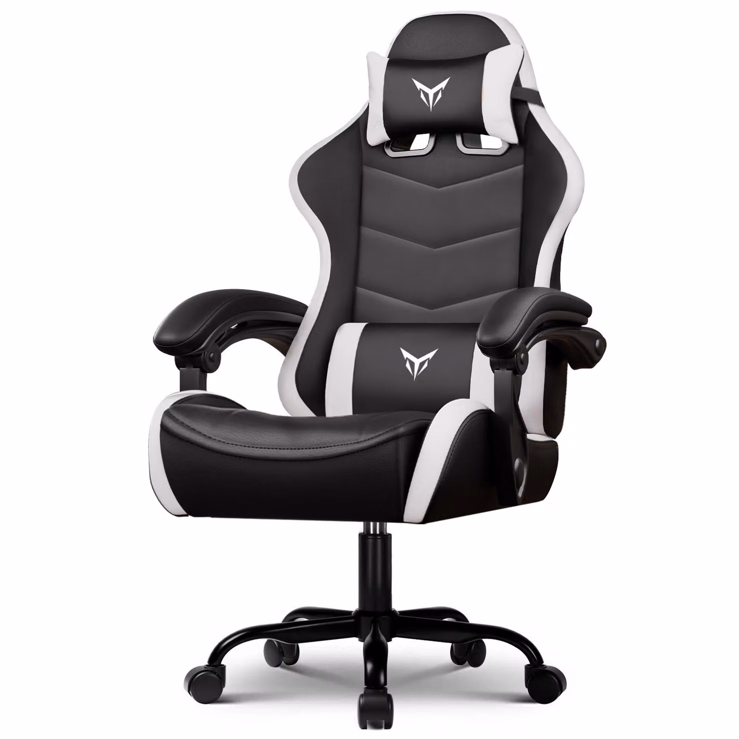 GTPLAYER Sedia da gioco Sedia da ufficio Ergonomica, sedia da gioco con poggiatesta e supporto lombare regolabili, poltrona da gioco, bianca