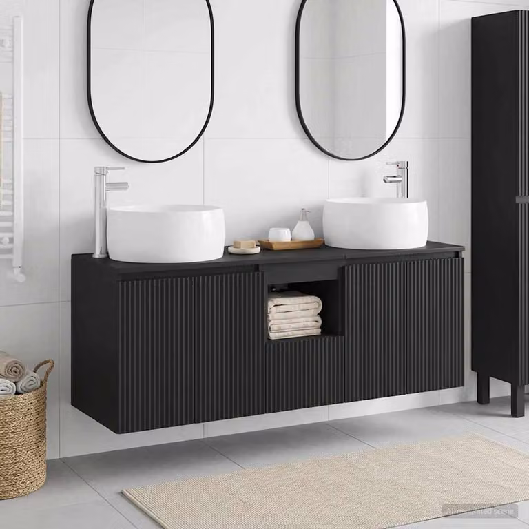 Set di 3 armadi da bagno moderni vidaXL in MDF nero opaco L/P/H: 49,5 x 44,5 x 66 cm