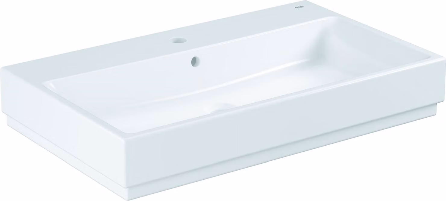 Grohe CUBE KERAMIK lavabo 1 foro per rubinetto, con sfioratore 80 cm, 800 x 490 mm PureGuard/bianco alpino