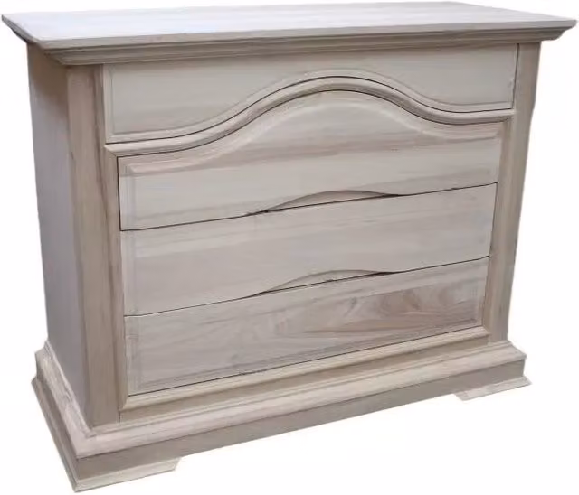 Cassettiera classica in legno di pino grezzo con 4 cassetti Mobili 2G L: 125 cm, P: 52 cm, H: 99 cm – 3