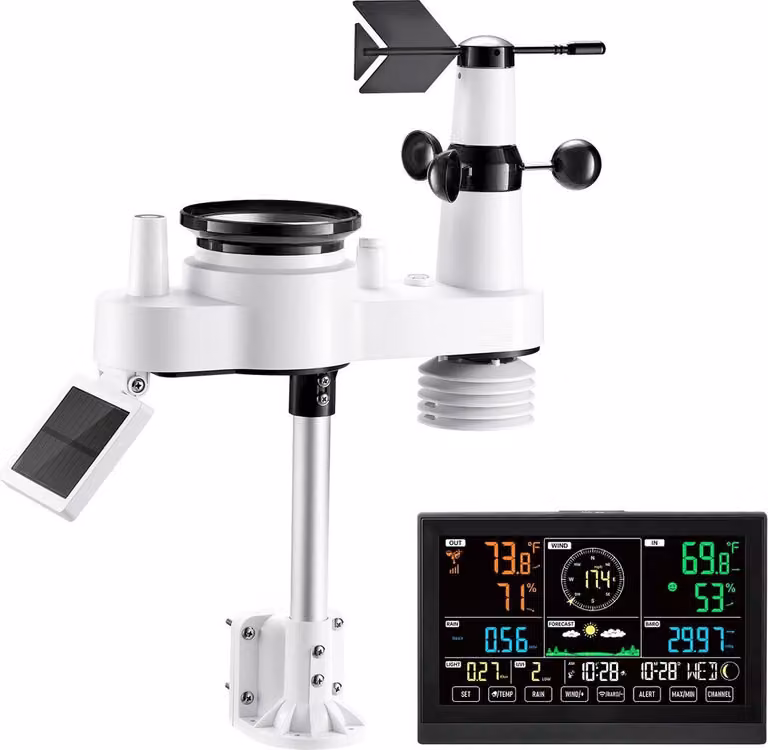 Stazione meteorologica wireless 7 in 1 per interni ed esterni con sensore e display da 7,5 pollici