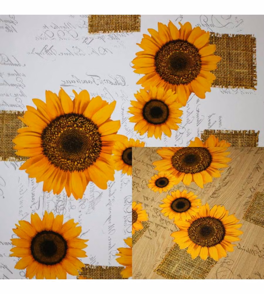 Tovagliato in Pvc impermeabile al metro  girasole